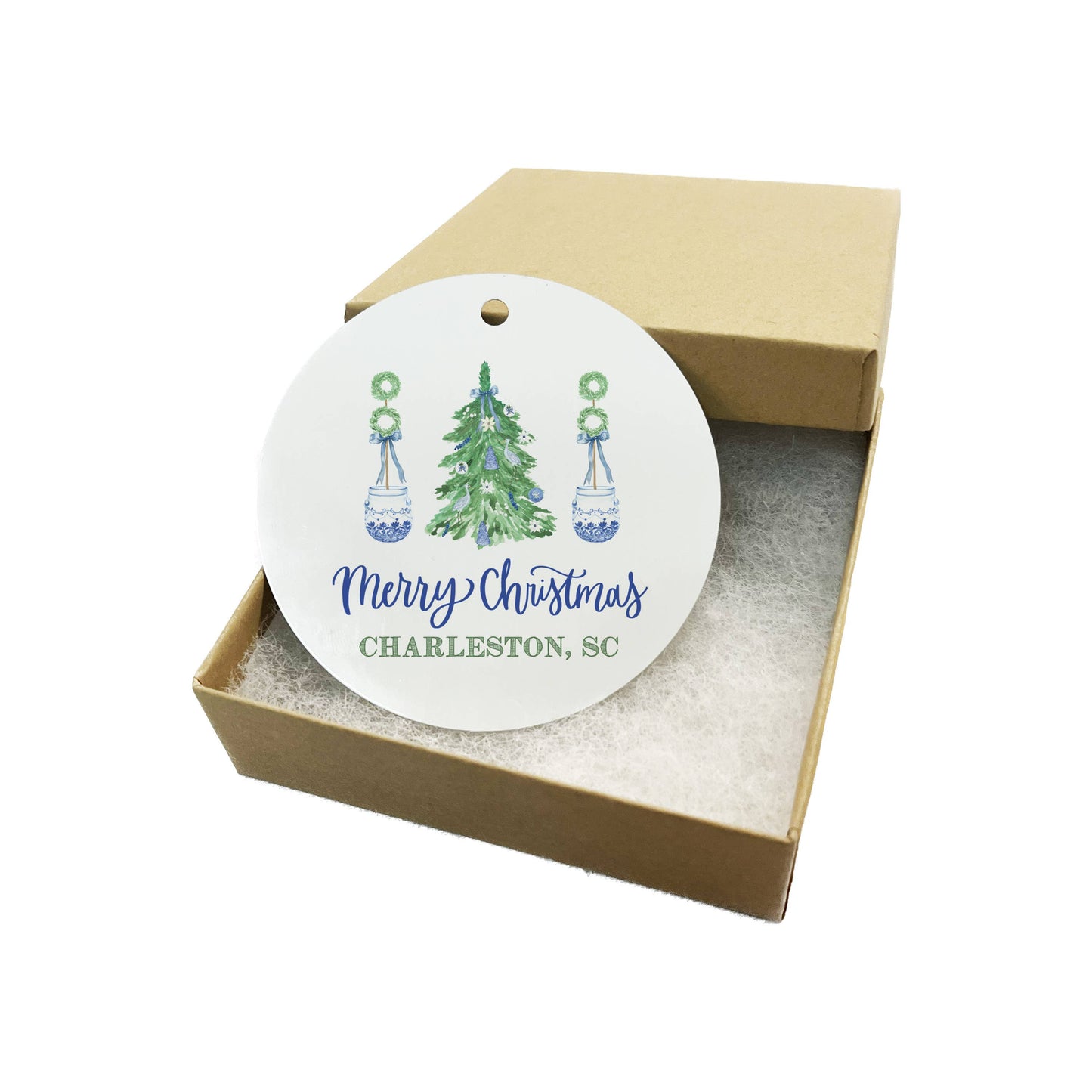 Customizable Merry Christmas Ornament Chinoiserie City State