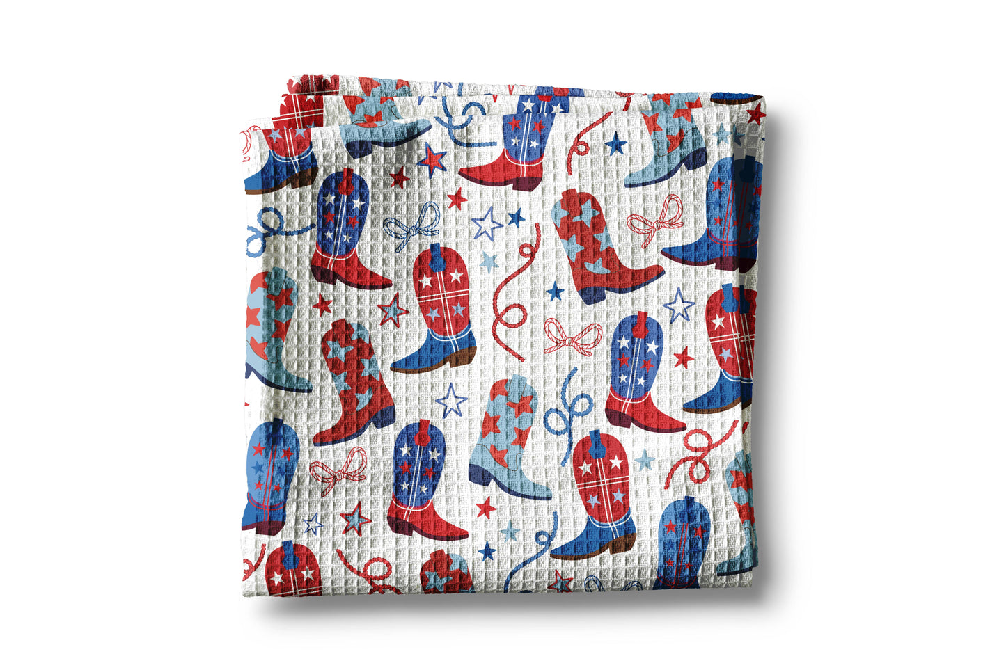 USA 250 Western 4th July Patriotic Kitchen Towel Waffle