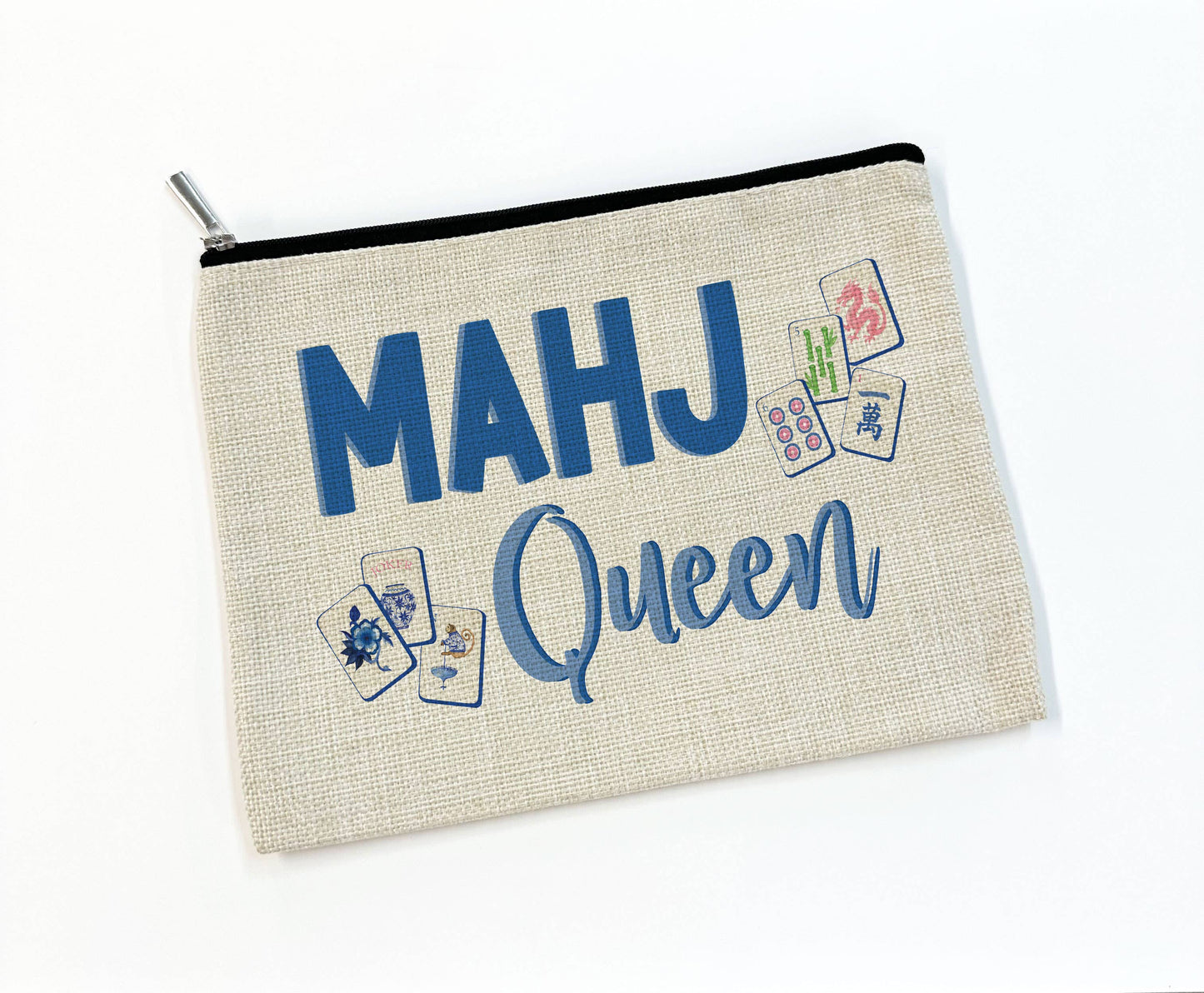 Mahjong Tile Makeup Bag Cosmetic Zipper Pouch Accessory