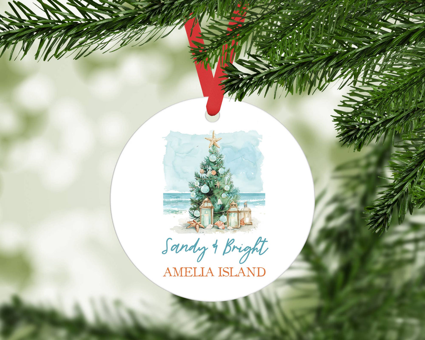 Custom City State Metal Ornament Beach Christmas Decor Coast