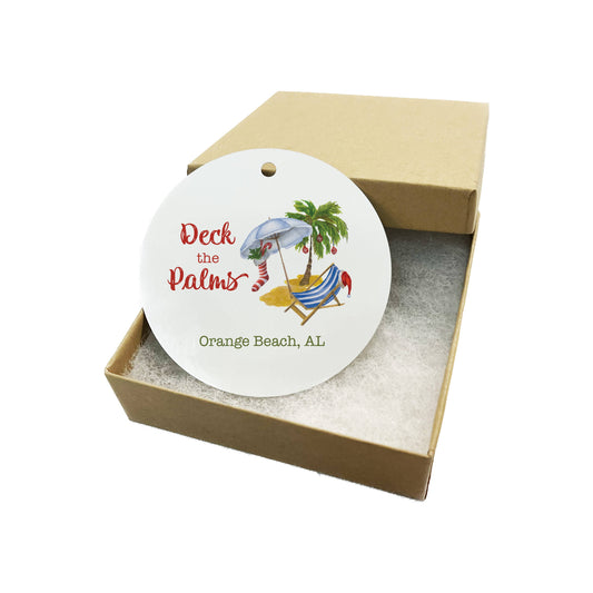 Customizable Deck Palms Christmas Ornament, Beach Decor