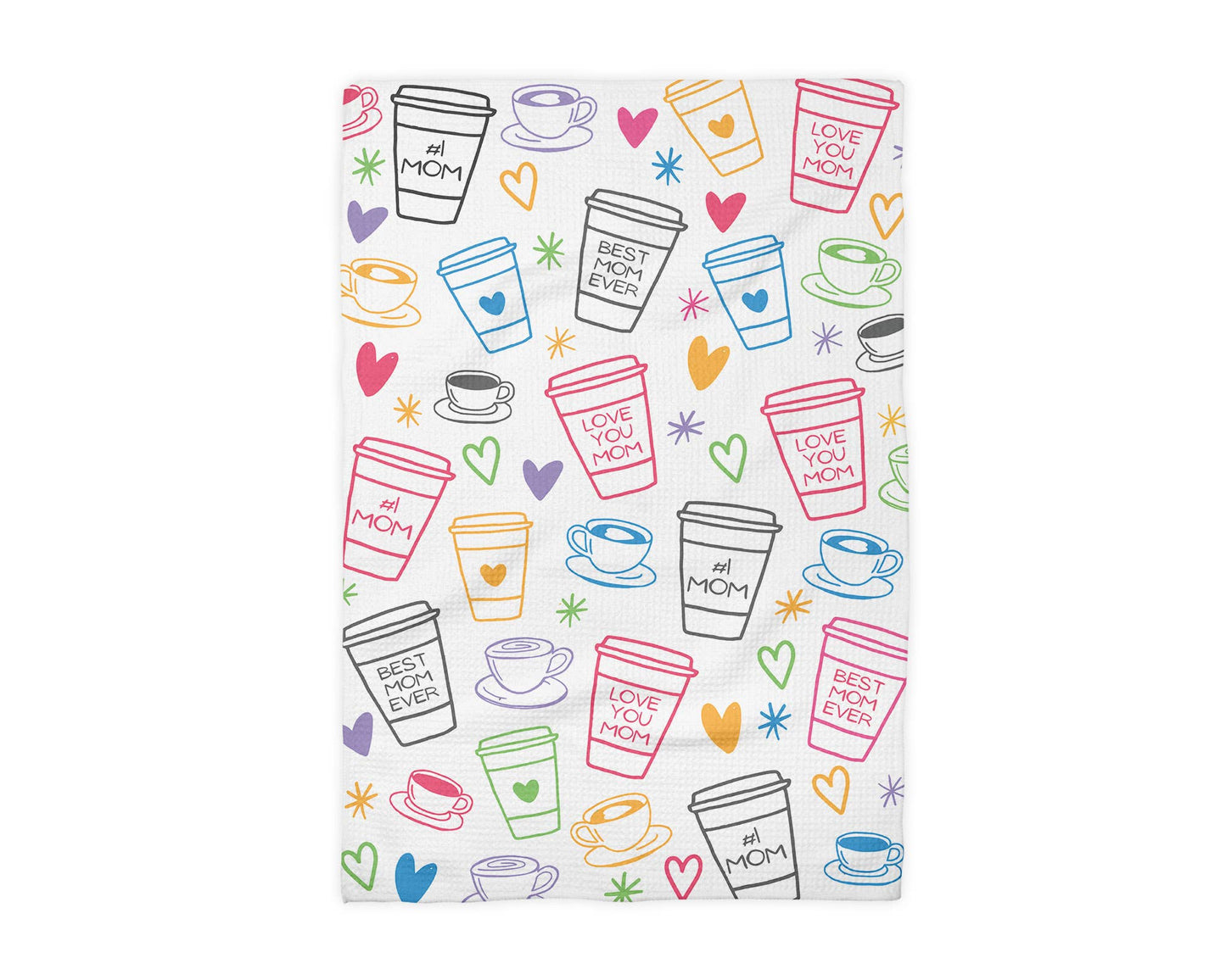 Mother's Day Coffee Cup Kitchen Towel Waffle Mom Present