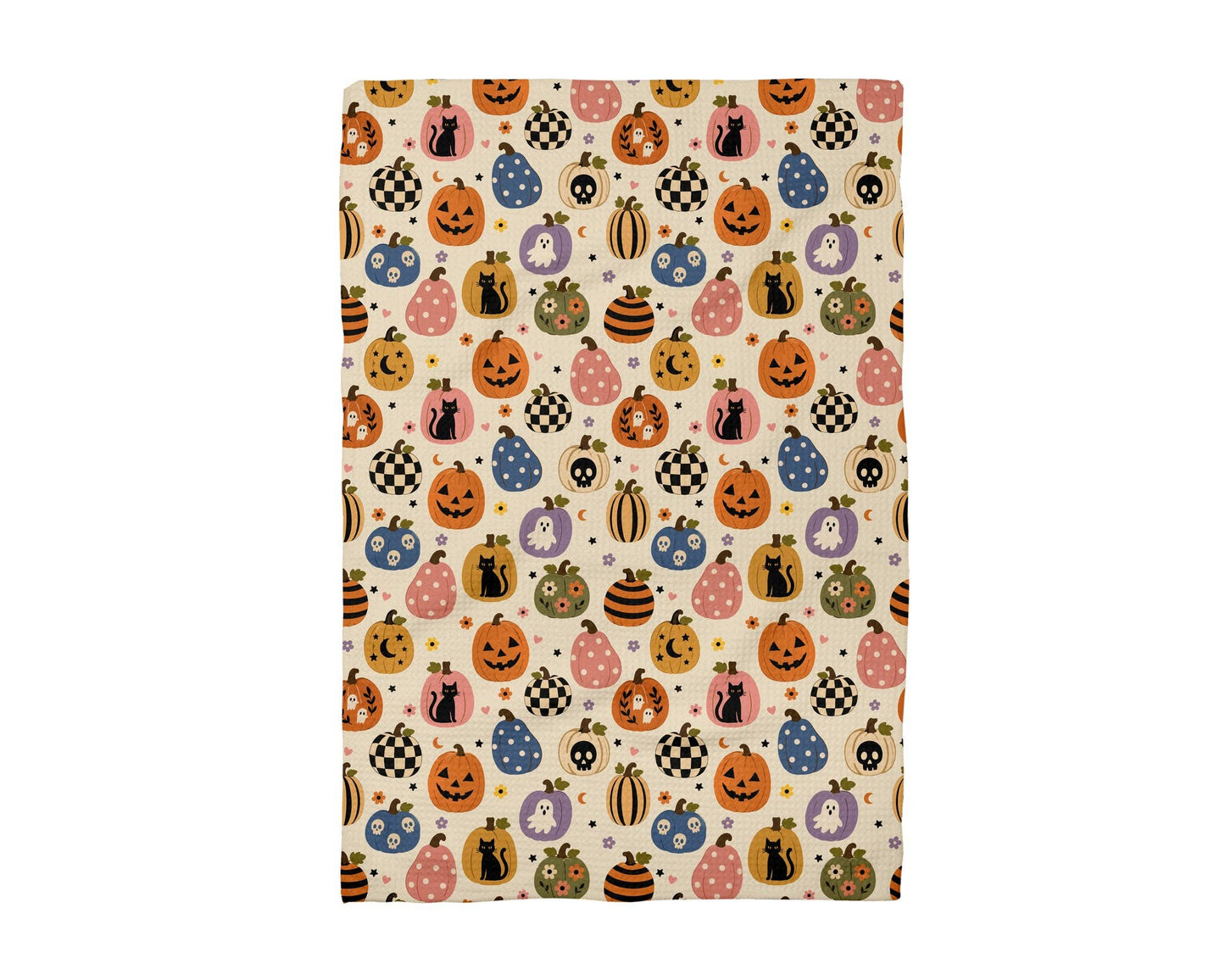 Pumpkin Retro Halloween Fall Kitchen Towel Waffle Weave