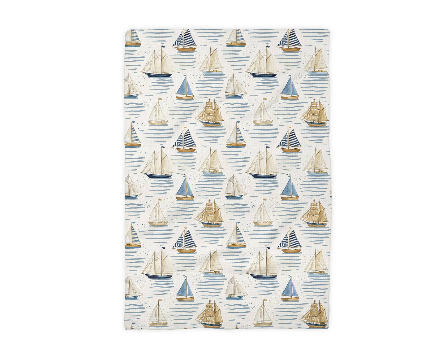 Nautical Sailboat Anchor Beach Ocean Kitchen Towel Waffle