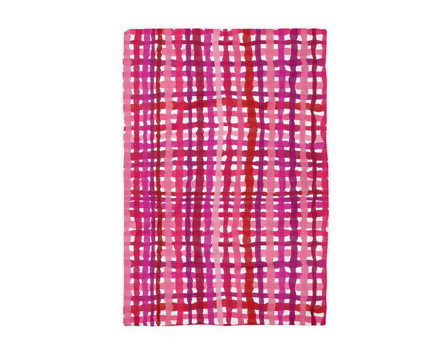 Valentine Gingham Stripe Pink Kitchen Towel Waffle Baking