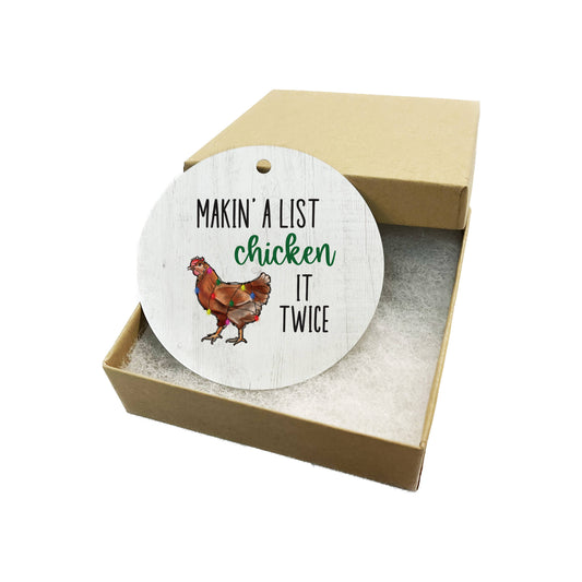 Funny Chicken Christmas Ornament, Metal Tree Ornament