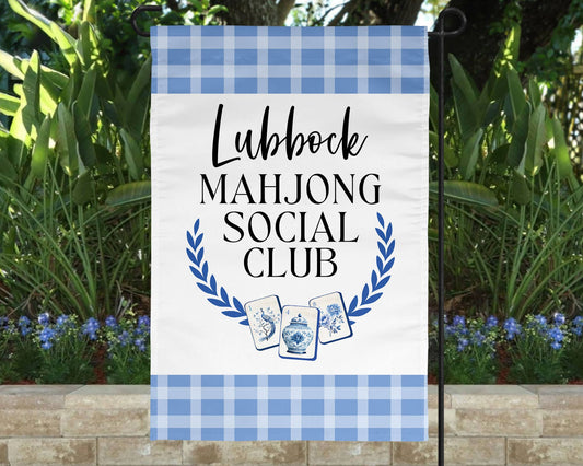 Custom City Mahjong Social Club Garden White Flag Outdoor