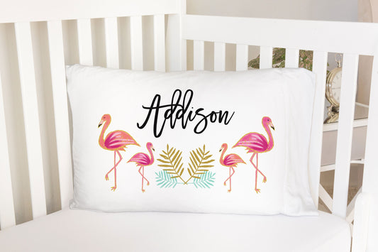 Flamingo Tropical Standard Pillowcase | Personalized Pillow Cover | Girls Room Decor | Nursery Decor