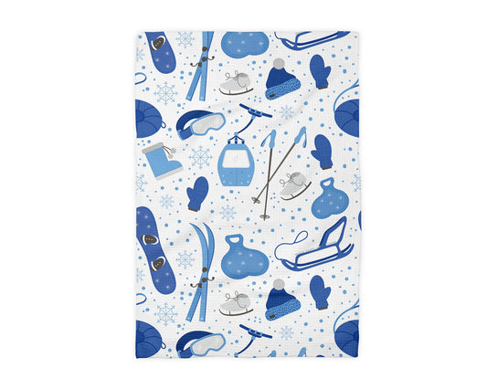 Skiing Snowboard Mountain Ski Lodge Christmas Kitchen Towel