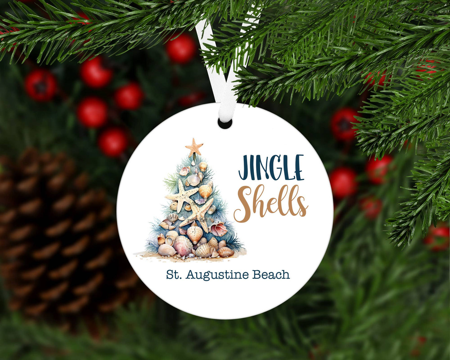 Customizable Jingle Shells Christmas Ornament, 3 inches
