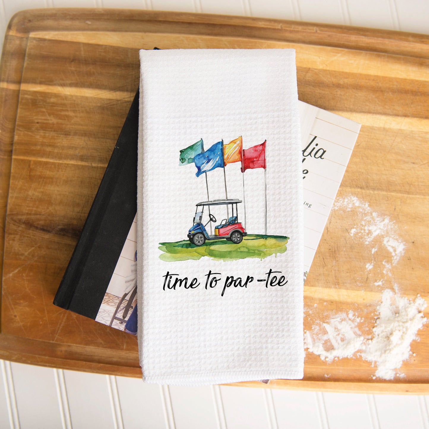 Time to Par-tee Golf Towel | Funny Golfing Kitchen Towel | Golf Player Gift | Golf Bag Accessory | Golfing Gear for the Country Club