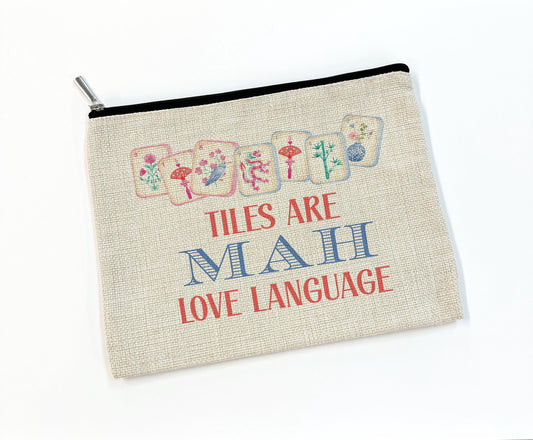 Mahjong Player Makeup Bag Cosmetic Zipper Pouch Accessory Flat Birthday Friend Teammate Gift