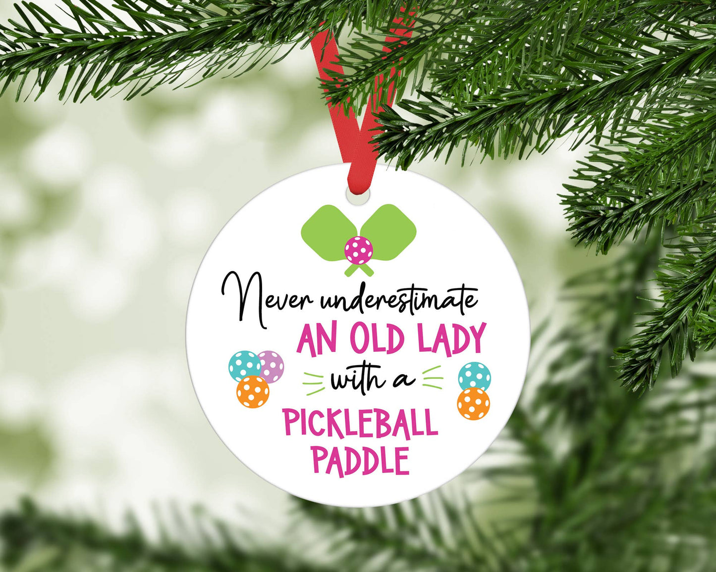 Pickleball Metal Ornament, Christmas Tennis Holiday Decor