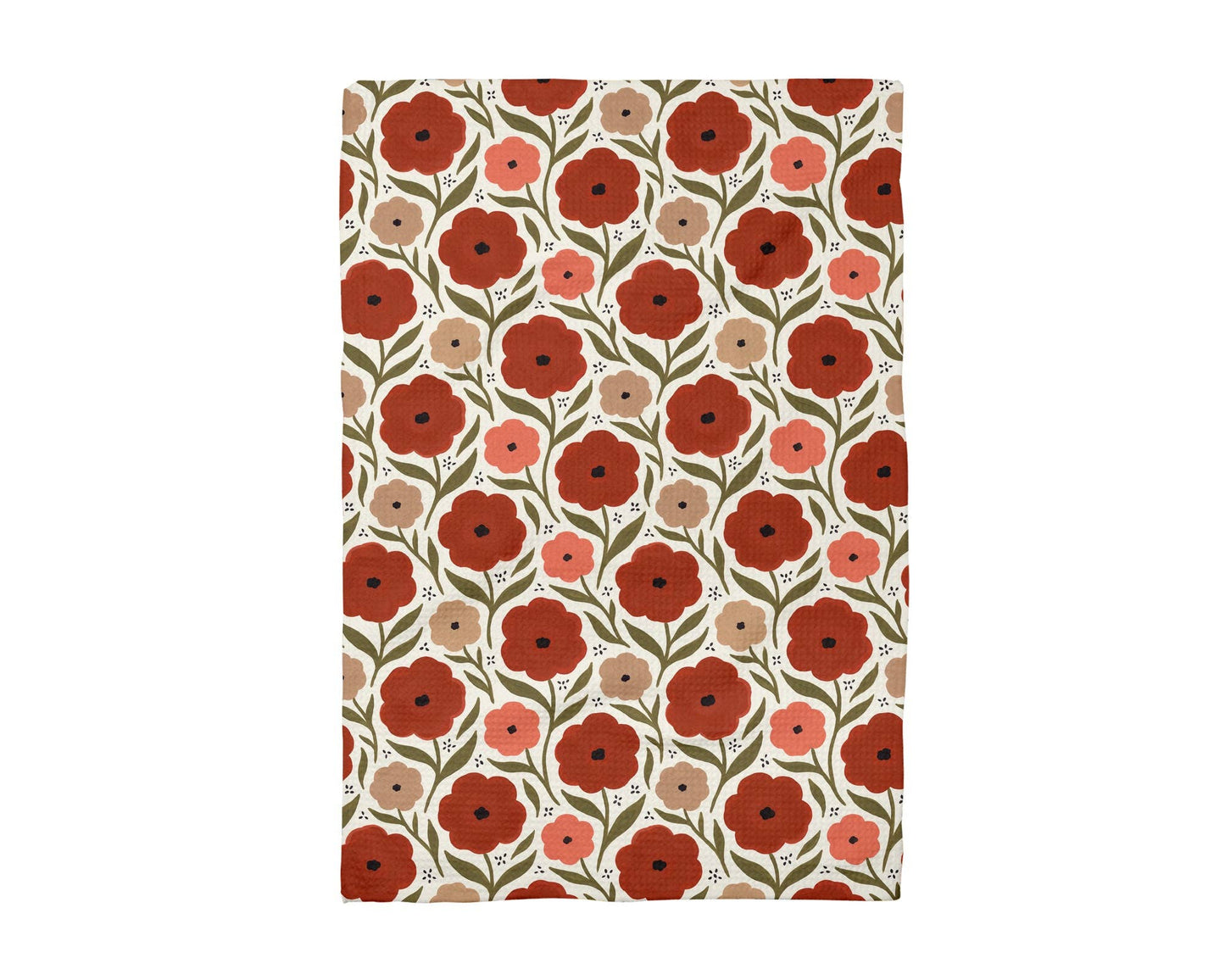 Fall Crimson Boho Floral Botanic Foliage Kitchen Towel