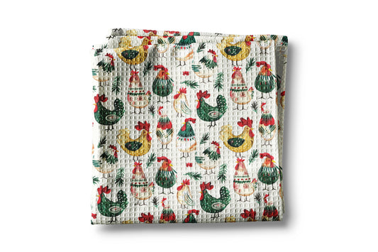 Christmas Chicken Collage Farmhouse Homestead Kitchen Towel