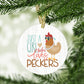 Funny Chicken Metal Ornament, Holiday Farm Animal Home Decor