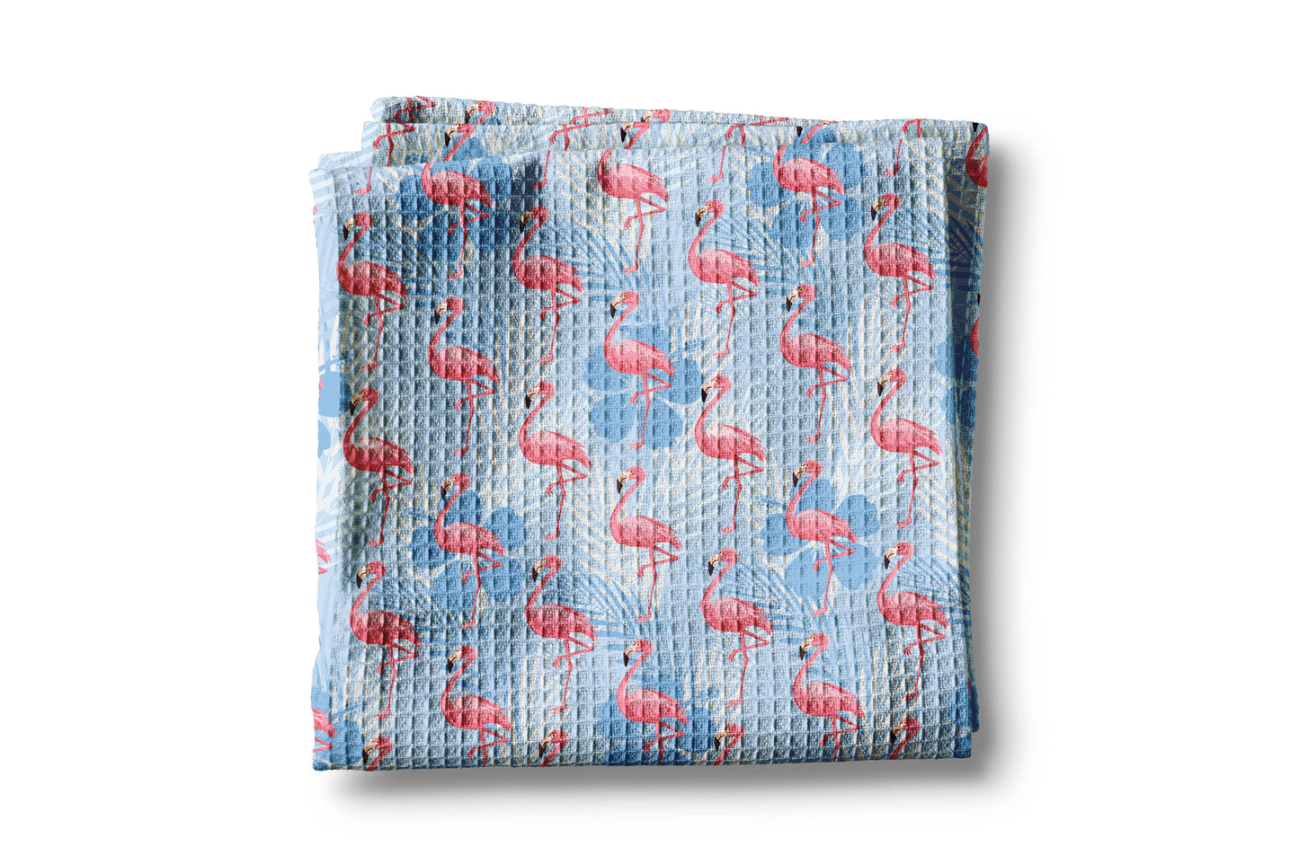 Flamingo Palm Coastal Beach Floral Kitchen Towel Waffle