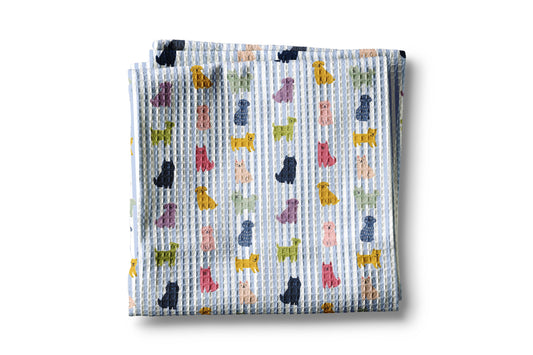 Dog Colorful Grandmillennial Kitchen Towel Blue Preppy
