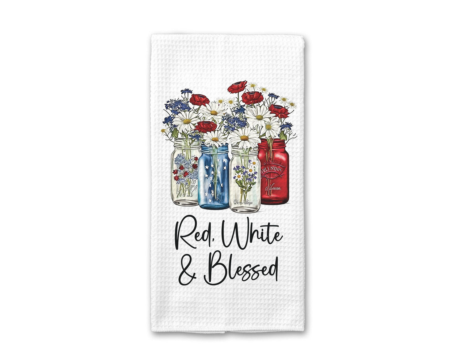 Fourth of July Kitchen Towel | Independence Day Decor | Patriotic Kitchen Towel | Holiday Gift | Waffle Weave Dish Towel