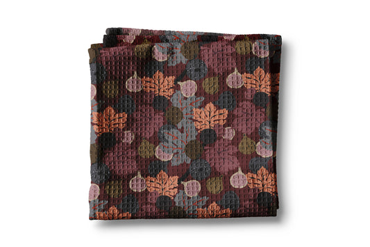 Fall Floral Waffle Weave Kitchen Towel Autumn Botanical