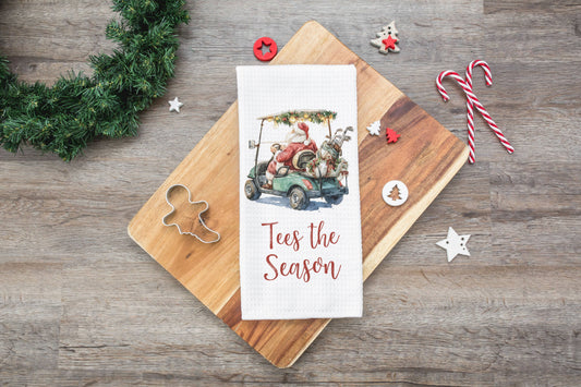 Golf Christmas Towel Golfing Decor Waffle Weave Towel