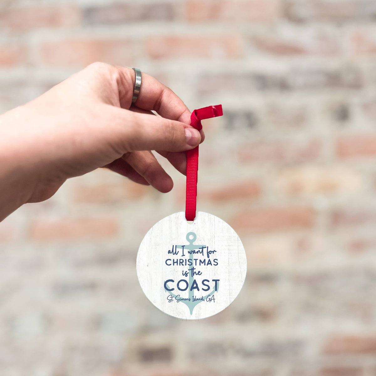 Customizable Coast Christmas Ornament, Nautical Beach Decor