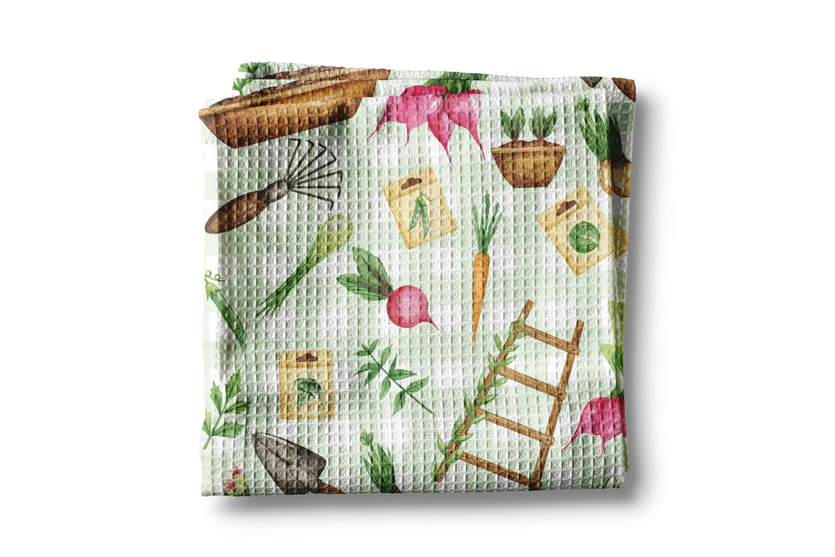 Garden Plaid Vegetable Planting Kitchen Towel Waffle Plant