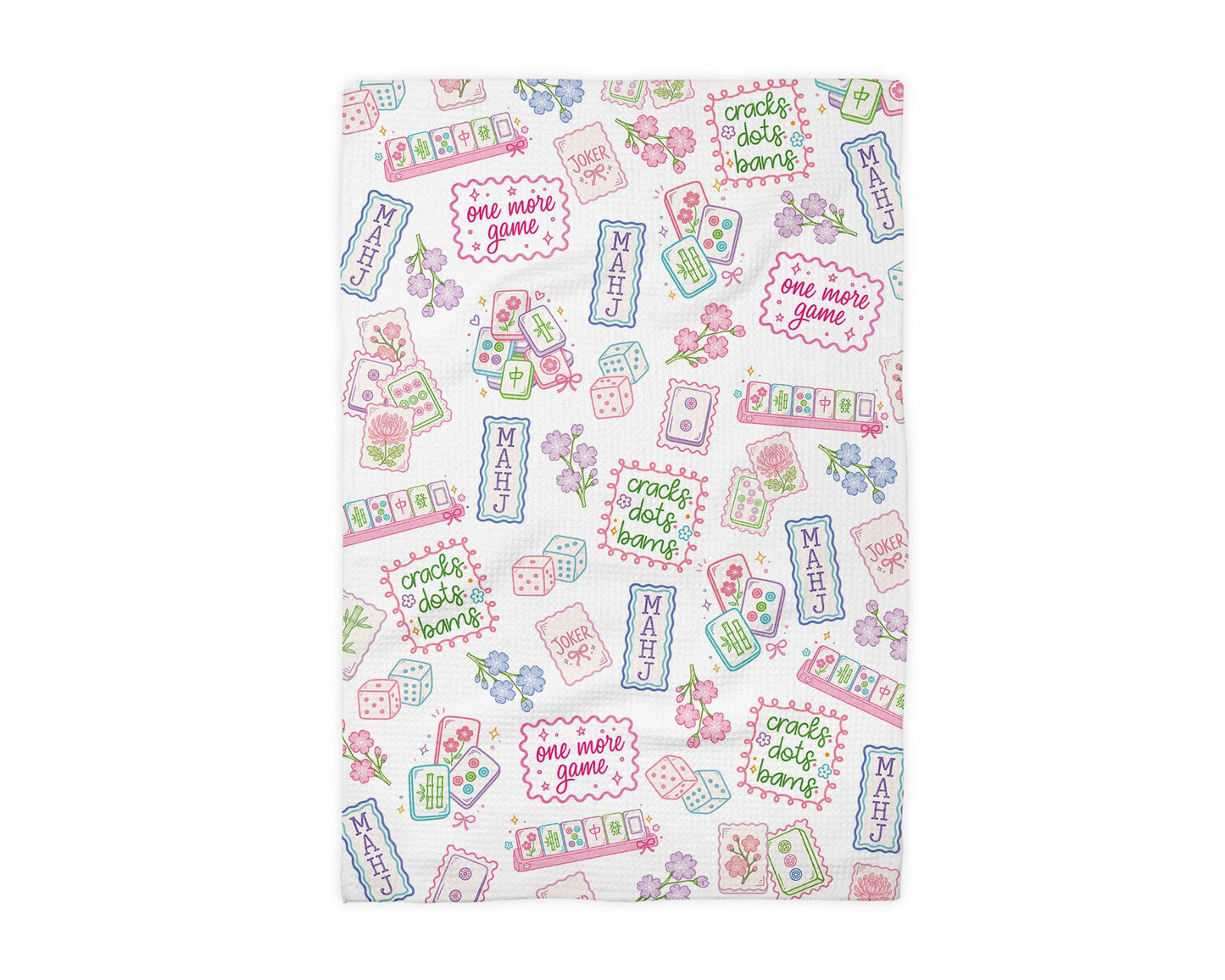 Mahjong Kitchen Towel Mah jongg Tile Game Decor Hostess Gift