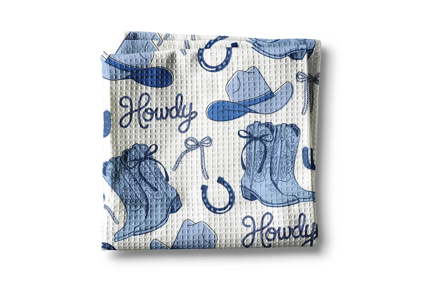 Preppy Cowgirl Western Cowboy Cactus Kitchen Towel Waffle
