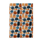 Blue Orange Folk Art Pumpkin Patch Fall Kitchen Towel Waffle
