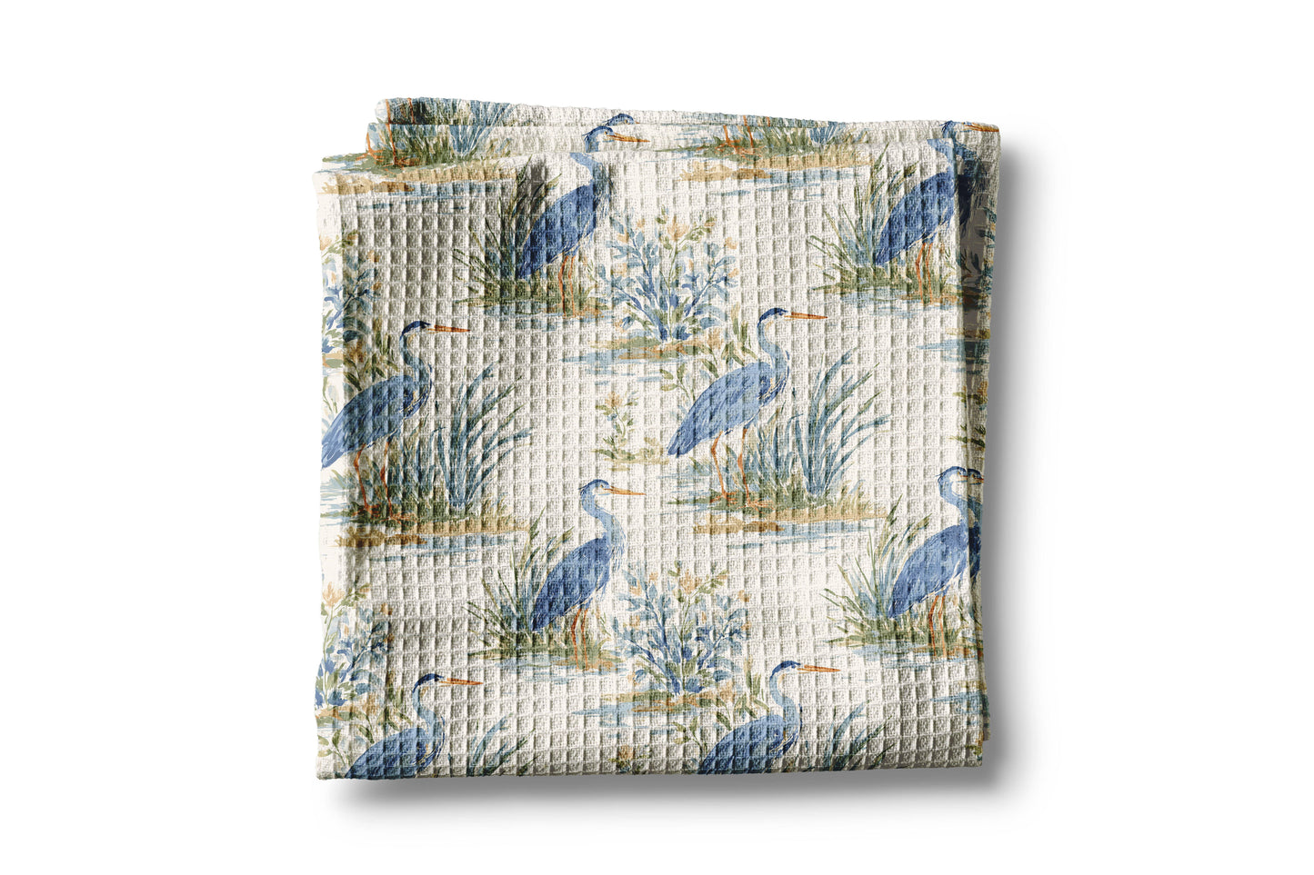 Heron Bird Coastal Beach Marsh Carolina Kitchen Towel Waffle