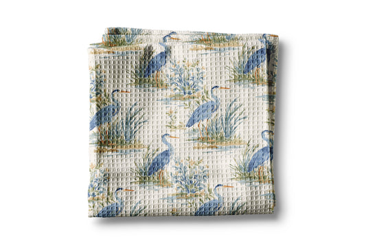 Heron Bird Coastal Beach Marsh Carolina Kitchen Towel Waffle