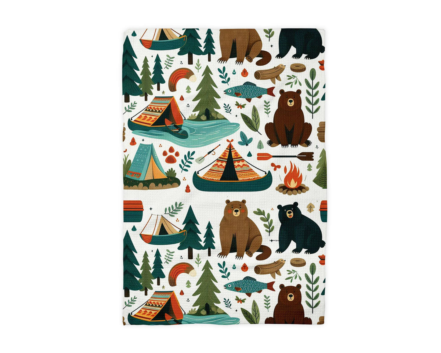 Camping Lake Bear Wilderness Mountain Rustic Kitchen Towel