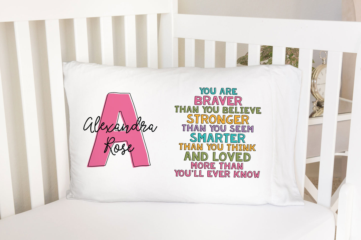 Girls Initial Affirmation Standard Pillowcase | Personalized Pillow Cover | Girls Room Decor | Nursery Decor