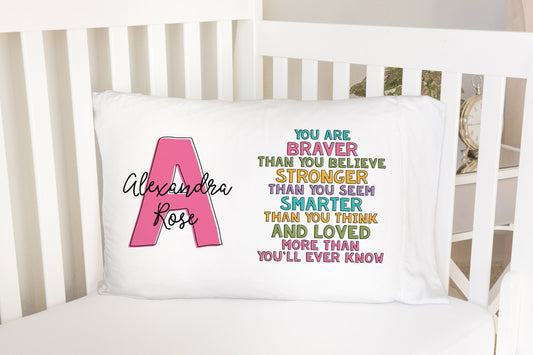 Girls Initial Affirmation Standard Pillowcase | Personalized Pillow Cover | Girls Room Decor | Nursery Decor