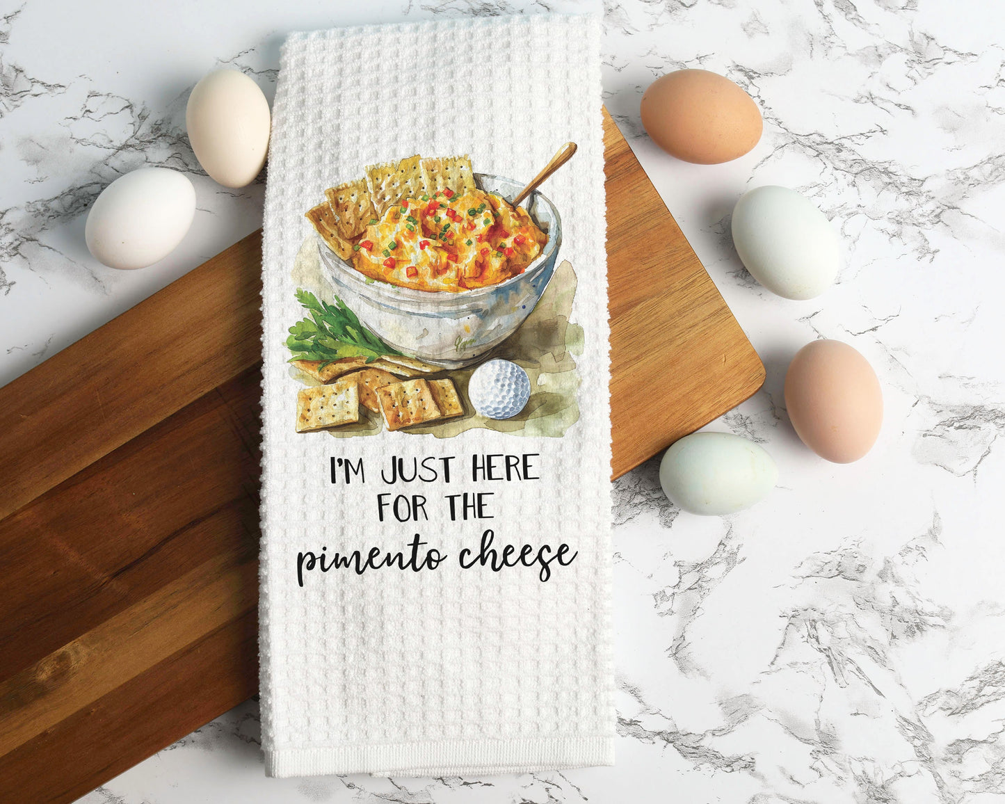 Here for Pimento Cheese Golf Towel | Funny Golfing Kitchen Towel | Golf Player Gift | Golf Bag Accessory | Golfing Gear for the Country Club