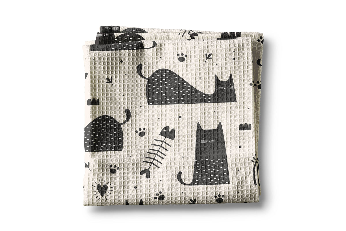 Cat Kitten Pet Store Meow Retro Mod Kitchen Tea Towel Waffle