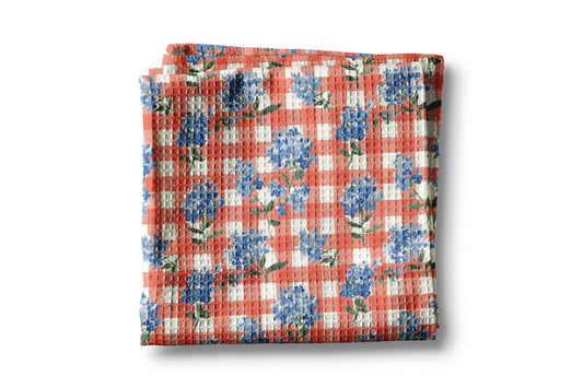 4th July Hydrangea Red White Blue Flag Kitchen Towel Waffle