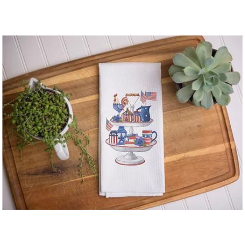 Personalized Fourth of July Kitchen Towel, Red White Blue Decor