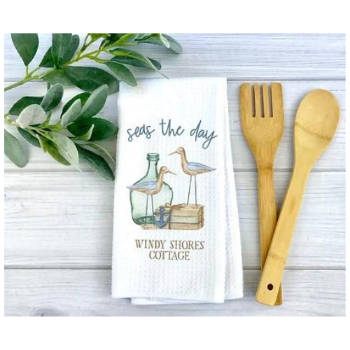 Personalized Seas The Day Dish Towel