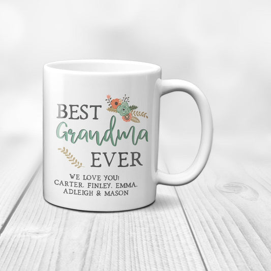 Best Grandma Ever: Stylish ceramic coffee mug, a perfect Mother's Day treat for grandmothers.