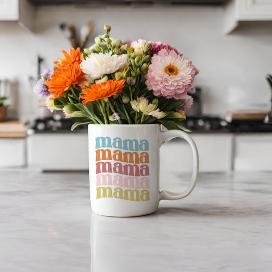 Retro Mama Coffee Mug: the perfect gift idea for Mother's Day for moms that love enjoying their morning cup.