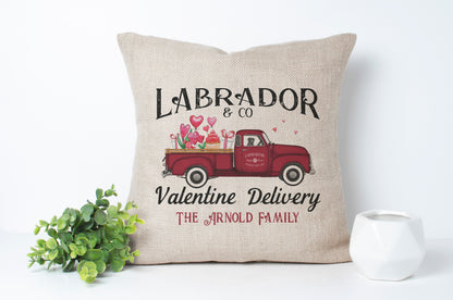 Personalized Black Labrador Valentine Truck Pillow