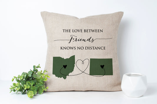 Personalized Long Distance Friends Two State Pillow
