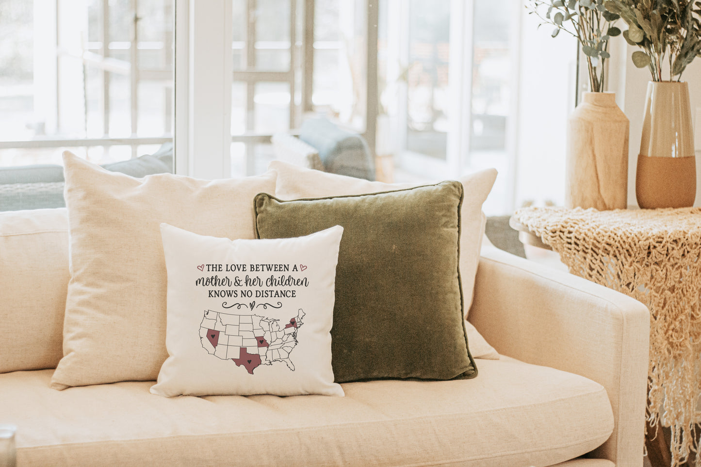 Mother & Her Children Love Knows No Distance Pillow