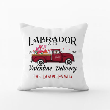 Personalized Chocolate Labrador Valentine Truck Pillow