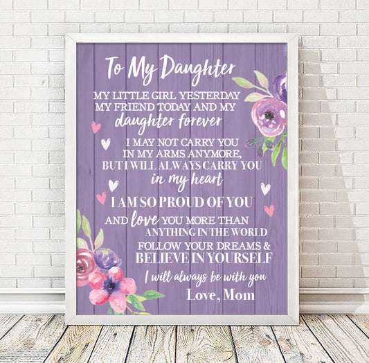 Display Mom's Love: Mother's Day print with frame options, the perfect gift for a daughter from mom.