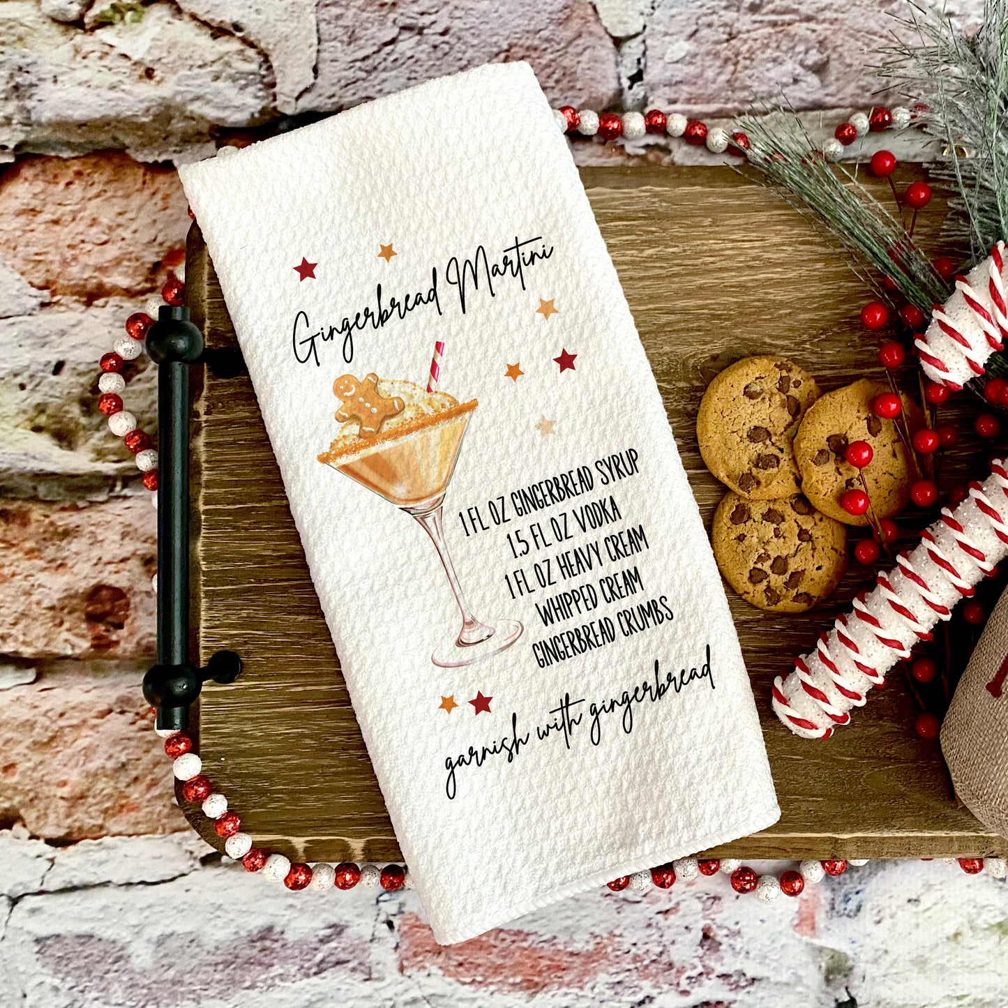Gingerbread Martini Christmas Towel