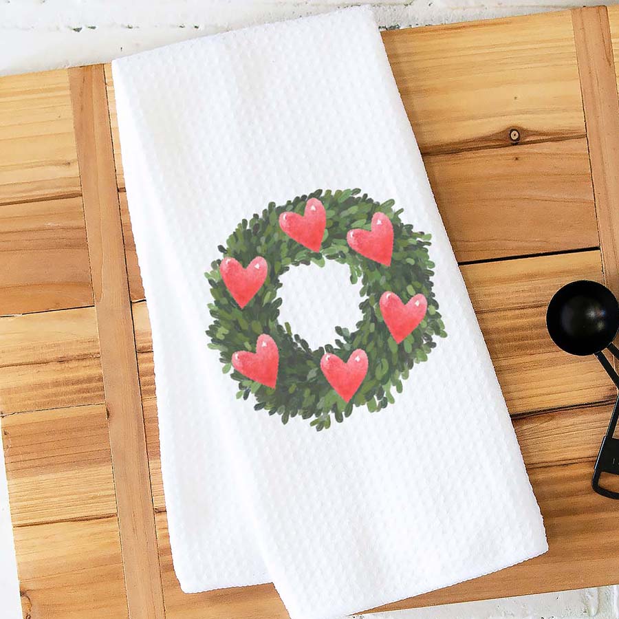 Heart Wreath Valentine Towel