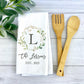 kitchen monogram towel wedding gift present farmhouse housewarming birthday mothers day